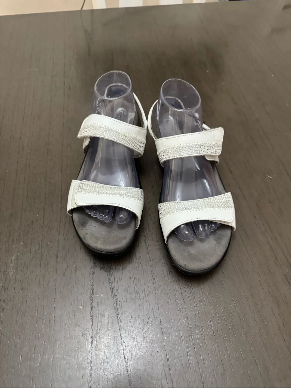SAS Nudu Sandals White Leather Open Round Toe Straps Slingback Buckle Size W10n